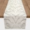 72" White Ornate Carved Pattern Cotton Twill Table Runner